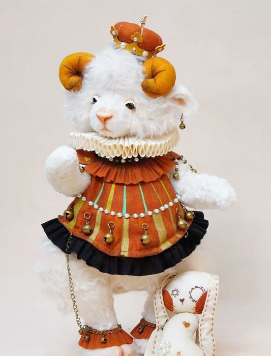 Handmade Circus-Themed Goat Artist Doll