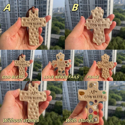 Natural Stone Cross Ornament