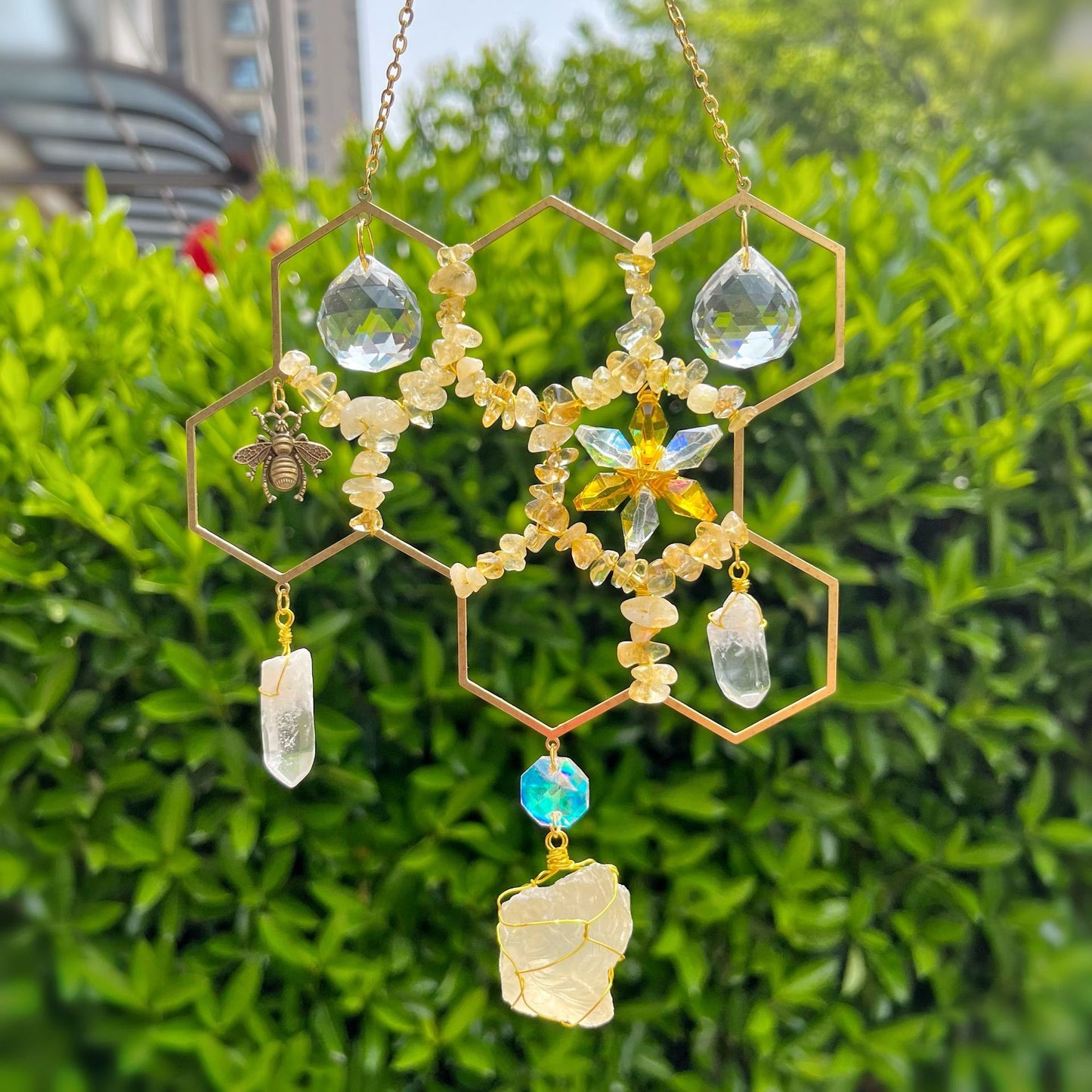 Creative Honeycomb Crystal Sun Catcher Window Decoration Pendant