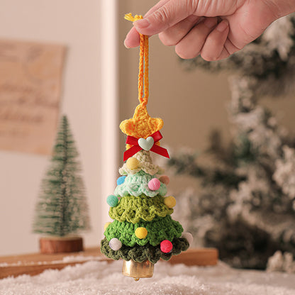 Handmade Crochet Christmas Tree Pendant with Bells