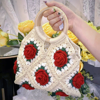 Crochet Flowers Handbag Shoulder Bag