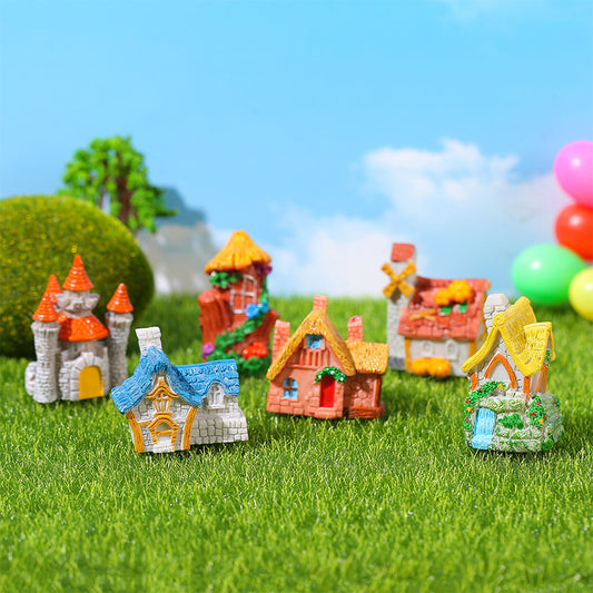 Miniature Forest House Resin Ornaments Garden Pot Decoration (6 pcs set)