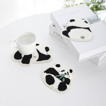 Cute Panda Coaster Placemats Towel Embroidery Craft