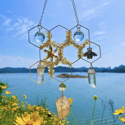 Creative Honeycomb Crystal Sun Catcher Window Decoration Pendant