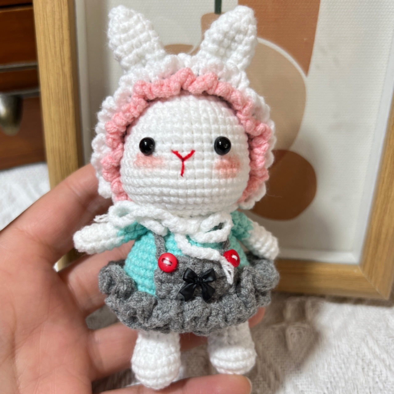 Crochet Bunny Pendant Keychain