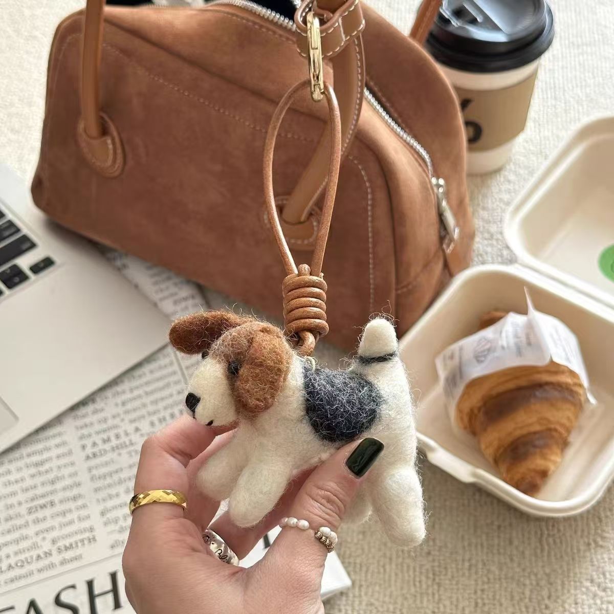 Cute Handmade Wool Felt Puppy Pendant Phone Bag Charm