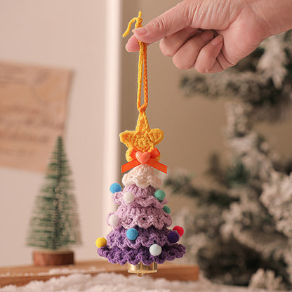 Handmade Crochet Christmas Tree Pendant with Bells