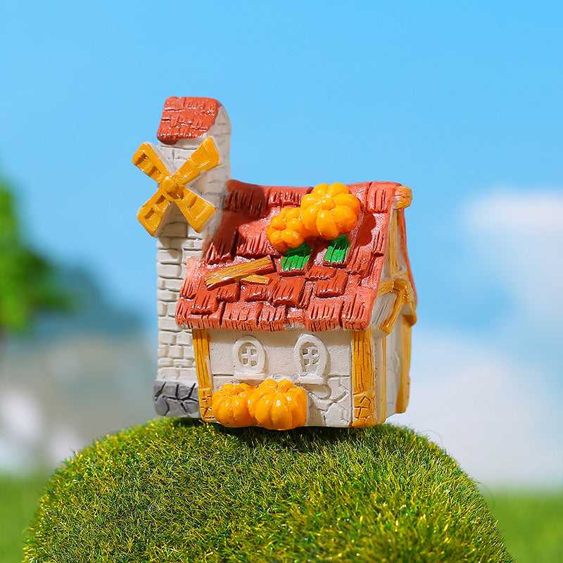 Miniature Forest House Resin Ornaments Garden Pot Decoration (6 pcs set)