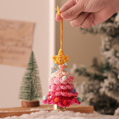 Handmade Crochet Christmas Tree Pendant with Bells