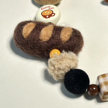 Felt Baguette Donut Phone Chain Bag Charm Keychain