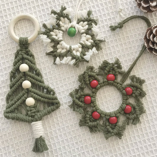 Crochet Christmas Tree Snowflake Ornaments