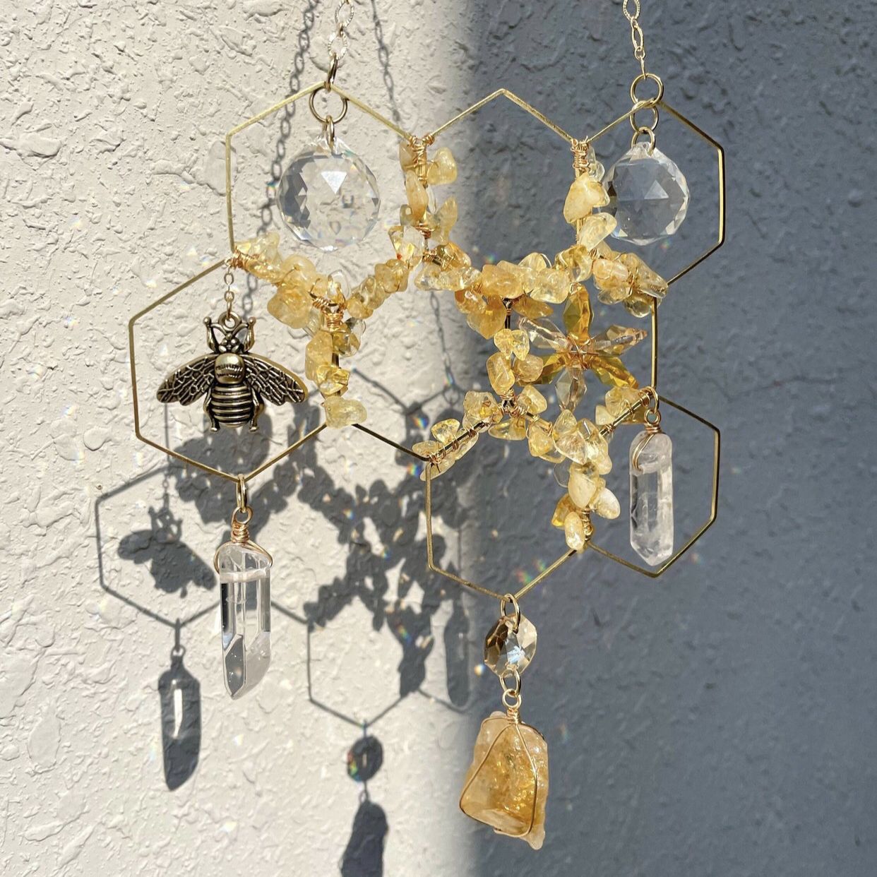 Creative Honeycomb Crystal Sun Catcher Window Decoration Pendant