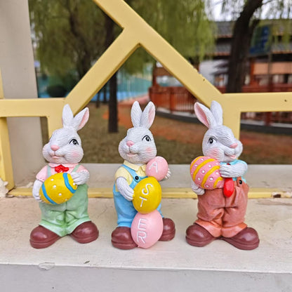 Easter Egg Bunny Sculpture Garden Resin Ornaments Easter Home Decor