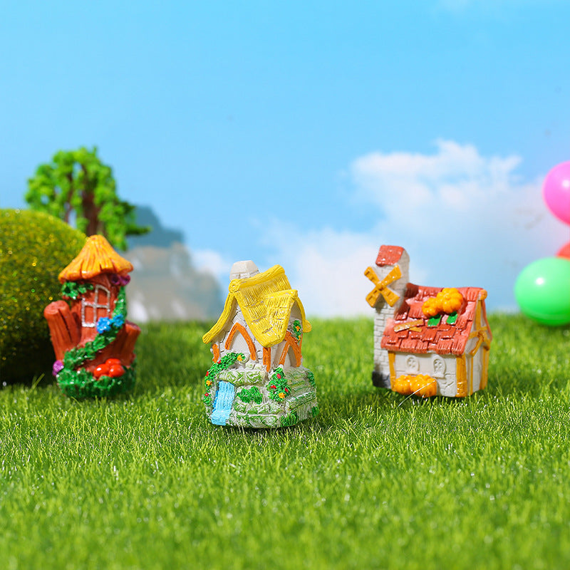 Miniature Forest House Resin Ornaments Garden Pot Decoration (6 pcs set)