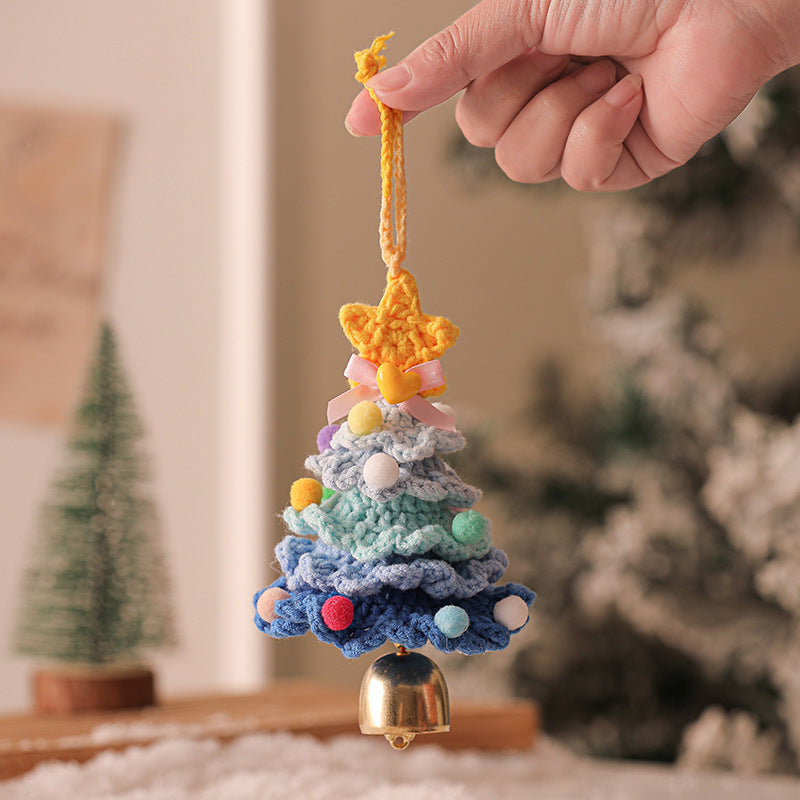 Handmade Crochet Christmas Tree Pendant with Bells