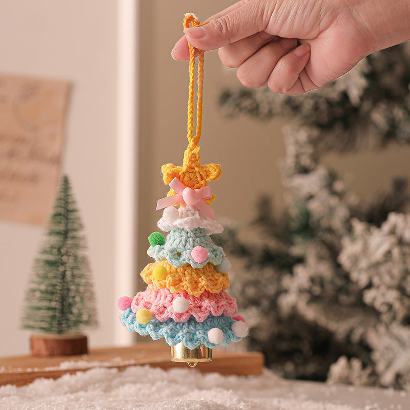 Handmade Crochet Christmas Tree Pendant with Bells