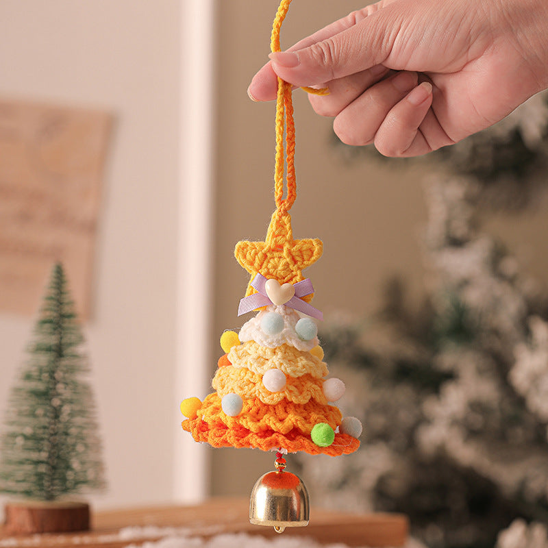 Handmade Crochet Christmas Tree Pendant with Bells