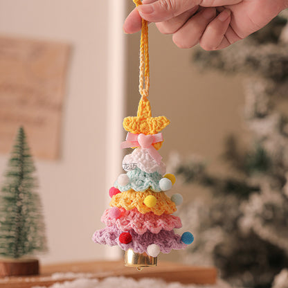 Handmade Crochet Christmas Tree Pendant with Bells