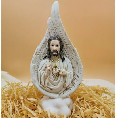 Jesus Mary and Angels Vintage Carved Resin Ornaments