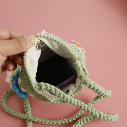 Crochet Flower Crossbody Bag Phone Bag