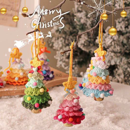 Handmade Crochet Christmas Tree Pendant with Bells