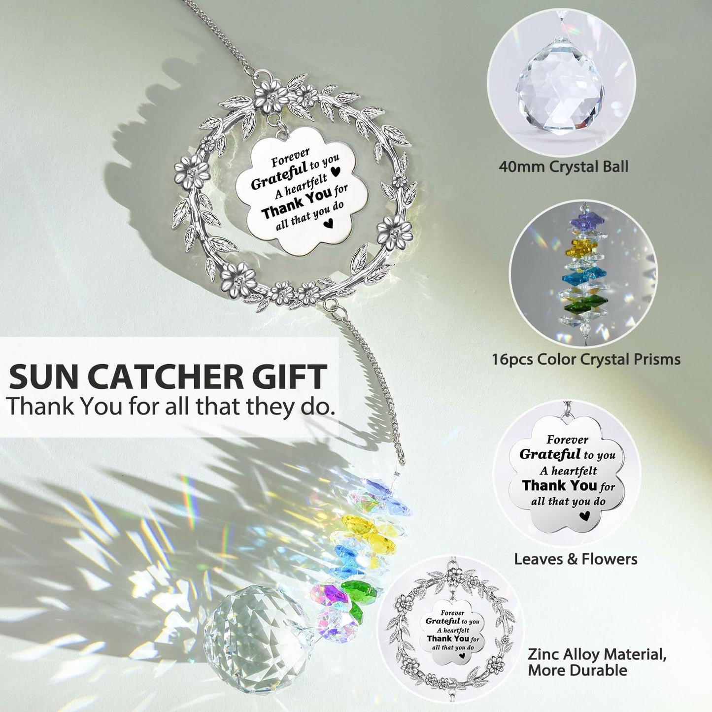 Thankyou Wreath Sun Catcher with Gift Box - A thank you gift for friends, family, or teachers