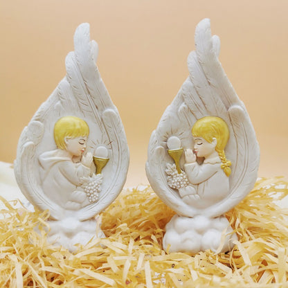 Jesus Mary and Angels Vintage Carved Resin Ornaments